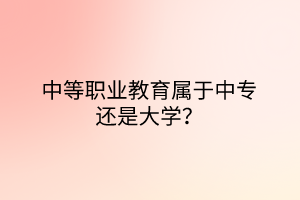 中等職業(yè)教育屬于中專還是大學(xué)？