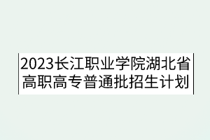 2023長(zhǎng)江職業(yè)學(xué)院湖北省高職高專普通批招生計(jì)劃