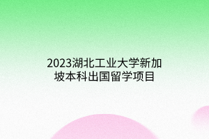 2023湖北工業(yè)大學(xué)新加坡本科出國(guó)留學(xué)項(xiàng)目