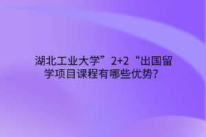 湖北工業(yè)大學(xué)”2+2“出國留學(xué)項(xiàng)目課程有哪些優(yōu)勢？