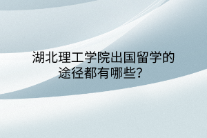 湖北理工學院出國留學的途徑都有哪些？