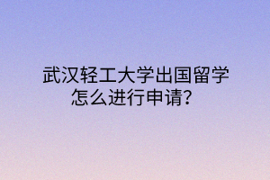 武漢輕工大學(xué)出國(guó)留學(xué)怎么進(jìn)行申請(qǐng)？