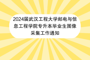 2024屆武漢工程大學(xué)郵電與信息工程學(xué)院專升本畢業(yè)生圖像采集工作通知