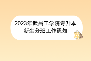 2023年武昌工學(xué)院專升本新生分班工作通知