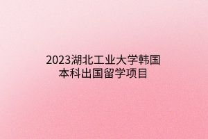 2023湖北工業(yè)大學(xué)韓國(guó)本科出國(guó)留學(xué)項(xiàng)目