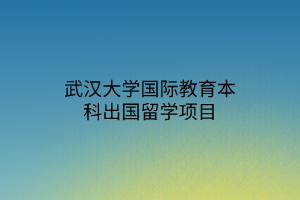 武漢大學國際教育本科出國留學項目