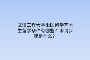 武漢工程大學(xué)出國留學(xué)藝術(shù)生留學(xué)條件有哪些？申請步驟是什么？