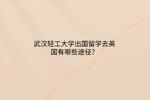 武漢輕工大學(xué)出國留學(xué)去英國有哪些途徑？