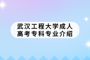 武漢工程大學(xué)成人高考?？茖I(yè)介紹