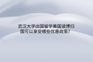 武漢大學出國留學美國讀博歸國可以享受哪些優(yōu)惠政策？