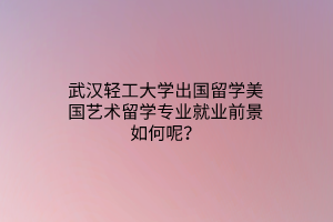 武漢輕工大學出國留學美國藝術留學專業(yè)就業(yè)前景如何呢？