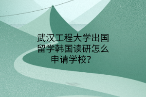 武漢工程大學出國留學韓國讀研怎么申請學校？