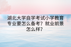 湖北大學(xué)自學(xué)考試小學(xué)教育專業(yè)要怎么備考？就業(yè)前景怎么樣？