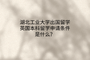 湖北工業(yè)大學(xué)出國留學(xué)英國本科留學(xué)申請條件是什么？