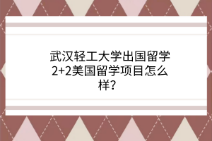 武漢輕工大學出國留學2+2美國留學項目怎么樣？