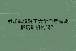 參加武漢輕工大學(xué)自考需要報(bào)培訓(xùn)機(jī)構(gòu)嗎？