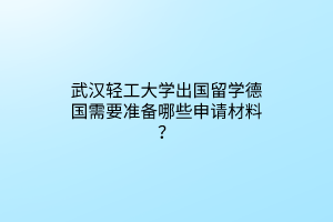 武漢輕工大學(xué)出國留學(xué)德國需要準備哪些申請材料？