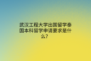 武漢工程大學(xué)出國(guó)留學(xué)泰國(guó)本科留學(xué)申請(qǐng)要求是什么？