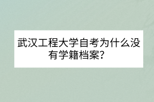 武漢工程大學(xué)自考為什么沒(méi)有學(xué)籍檔案？