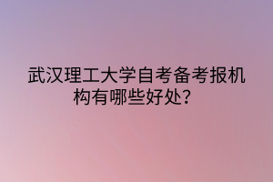 武漢理工大學(xué)自考備考報(bào)機(jī)構(gòu)有哪些好處？