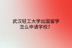 武漢輕工大學(xué)出國留學(xué)怎么申請(qǐng)學(xué)校？