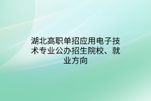 湖北高職單招應(yīng)用電子技術(shù)專業(yè)公辦招生院校、就業(yè)方向