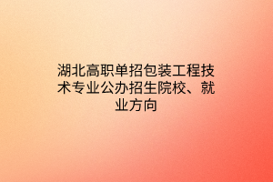 湖北高職單招包裝工程技術(shù)專業(yè)公辦招生院校、就業(yè)方向