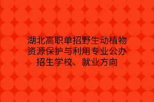 湖北高職單招野生動植物資源保護與利用專業(yè)公辦招生學(xué)校、就業(yè)方向