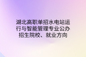 湖北高職單招水電站運(yùn)行與智能管理專業(yè)公辦招生院校、就業(yè)方向