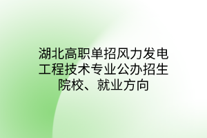 湖北高職單招風(fēng)力發(fā)電工程技術(shù)專業(yè)公辦招生院校、就業(yè)方向