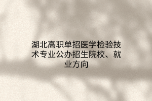 湖北高職單招醫(yī)學(xué)檢驗(yàn)技術(shù)專業(yè)公辦招生院校、就業(yè)方向