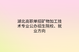 湖北高職單招礦物加工技術(shù)專業(yè)公辦招生院校、就業(yè)方向