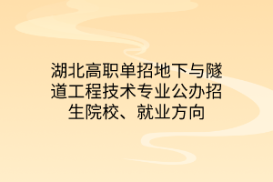 湖北高職單招地下與隧道工程技術(shù)專業(yè)公辦招生院校、就業(yè)方向