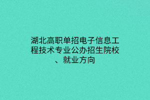 湖北高職單招電子信息工程技術(shù)專業(yè)公辦招生院校、就業(yè)方向