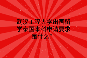 武漢工程大學(xué)出國(guó)留學(xué)泰國(guó)本科申請(qǐng)要求是什么？