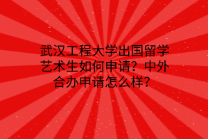 武漢工程大學出國留學藝術生如何申請？中外合辦申請怎么樣？