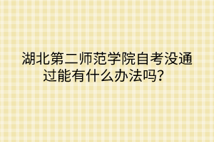 湖北第二師范學(xué)院自考沒通過能有什么辦法嗎？
