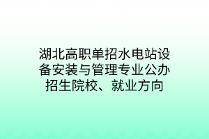 湖北高職單招水電站設(shè)備安裝與管理專業(yè)公辦招生院校、就業(yè)方向