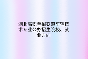 湖北高職單招鐵道車輛技術(shù)專業(yè)公辦招生院校、就業(yè)方向