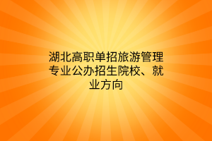 湖北高職單招旅游管理專業(yè)公辦招生院校、就業(yè)方向