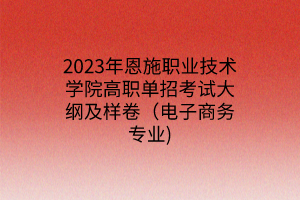 2023年恩施職業(yè)技術學院高職單招考試大綱及樣卷（電子商務專業(yè))