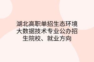 湖北高職單招生態(tài)環(huán)境大數(shù)據(jù)技術(shù)專業(yè)公辦招生院校、就業(yè)方向