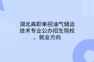 湖北高職單招油氣儲(chǔ)運(yùn)技術(shù)專業(yè)公辦招生院校、就業(yè)方向