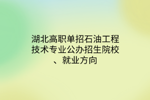 湖北高職單招石油工程技術(shù)專業(yè)公辦招生院校、就業(yè)方向