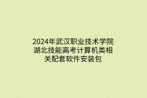 2024年武漢職業(yè)技術(shù)學(xué)院湖北技能高考計(jì)算機(jī)類相關(guān)配套軟件安裝包