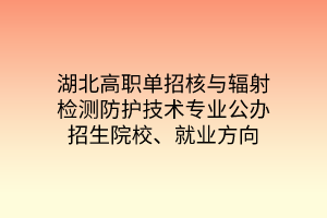 湖北高職單招核與輻射檢測(cè)防護(hù)技術(shù)專業(yè)公辦招生院校、就業(yè)方向