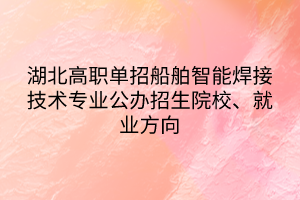 湖北高職單招船舶智能焊接技術專業(yè)