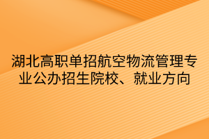 湖北高職單招航空物流管理專(zhuān)業(yè)公辦招生院校、就業(yè)方向