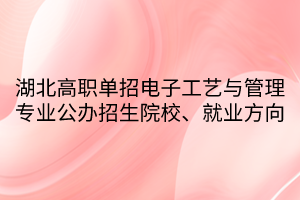 湖北高職單招電子工藝與管理專業(yè)公辦招生院校、就業(yè)方向