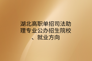 湖北高職單招司法助理專(zhuān)業(yè)公辦招生院校、就業(yè)方向